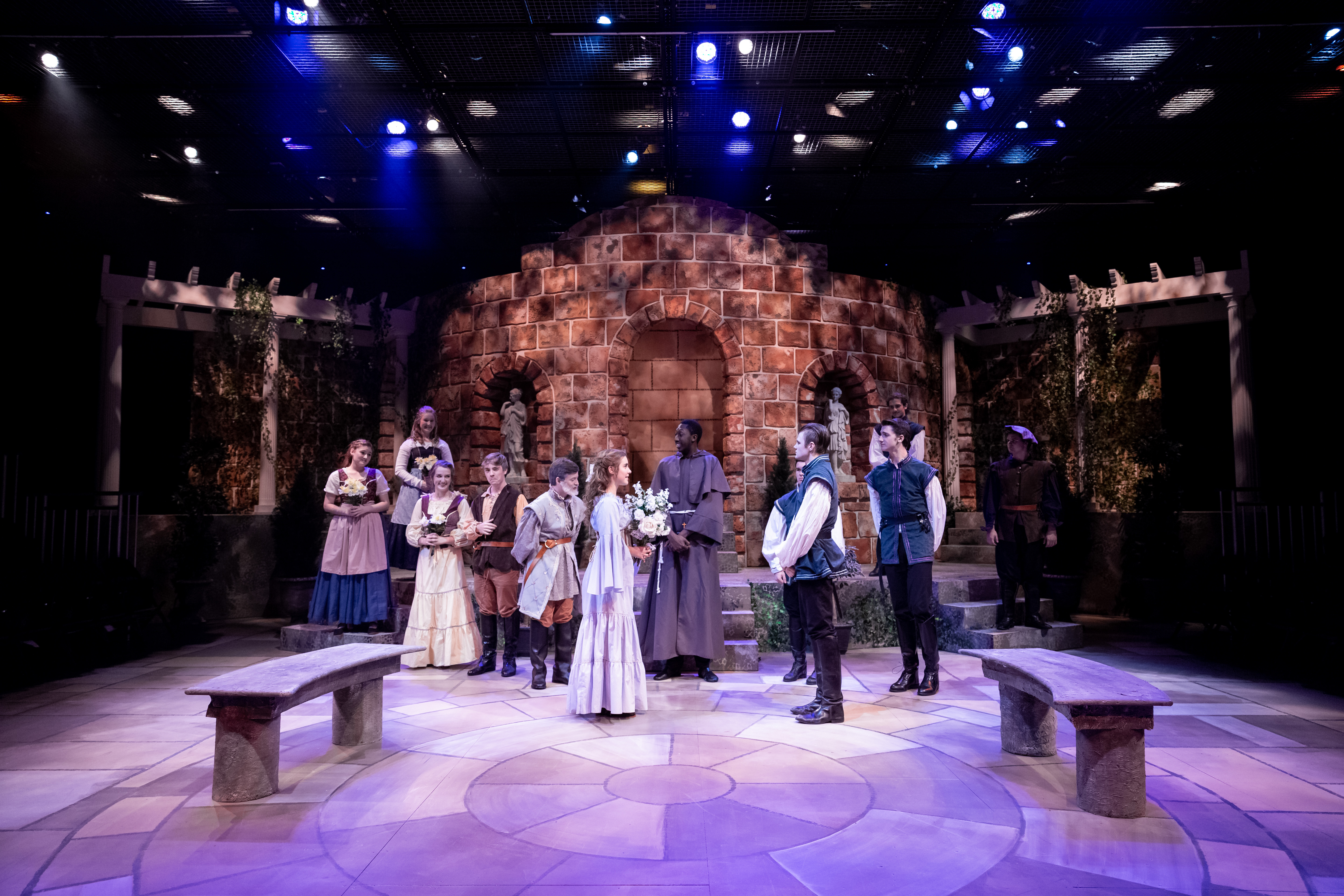 The dress rehearsal for Much Ado About Nothing is photographed in the Black Box Theater on October 10, 2018. (Photo by Nathan Spencer)